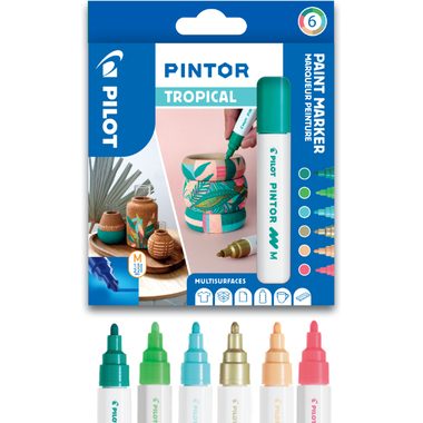 PILOT Marker Pintor Medium Set 1.4mm WLT412236 6 Farben Tropical