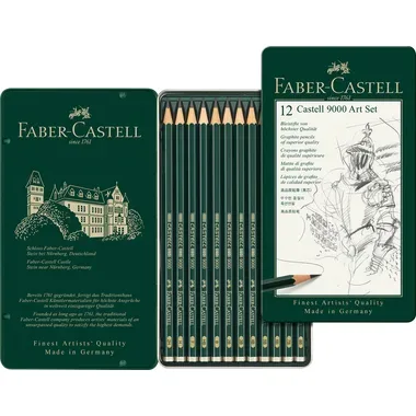 FABER-CASTELL Bleistift 9000 8B-2H 119065 metallic, 12 St&uuml;ck