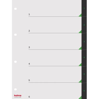 KOLMA Register LineaVerde A4 19.800.06 1-6, schwarz, recycling