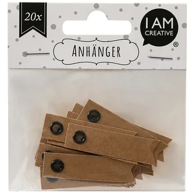 I AM CREATIVE Namens-Anh&auml;nger 4087.21 weiss, 20 St&uuml;ck