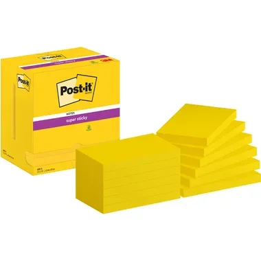 POST-IT Notes Super Sticky 76x127mm 655-S gelb 12x90 Blatt