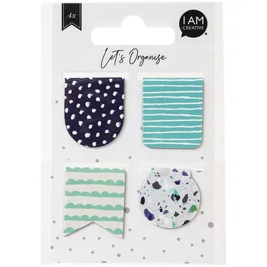 I AM CREATIVE Buchzeichen Let`s Organize MAA4035.03 magnetisch, 4 assortiert