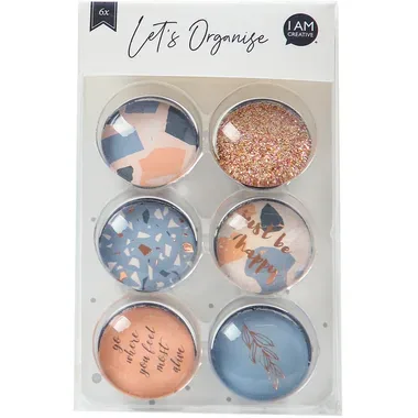 I AM CREATIVE Magnet Happy Let`s Organize MAA4035.54 Glas, 2.5x1cm 6 St&uuml;ck