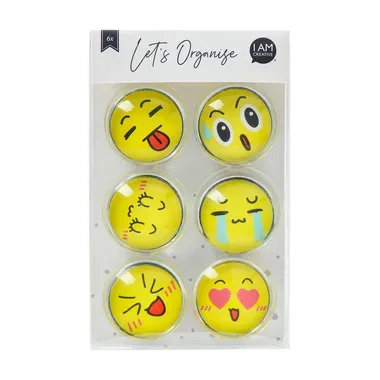 I AM CREATIVE Magnet Smiley Let`s Organize MAA4035.64 Glas, 30mm 6 St&uuml;ck