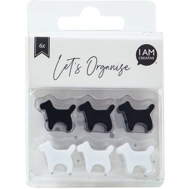 I AM CREATIVE Magnet Hund Let`s Organize MAA4035.53 schwarz, weiss 6 St&uuml;ck