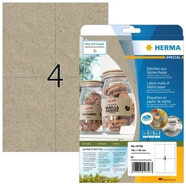 HERMA Etiketten 105 x 148 mm 10756 aus Silphie-Papier 80 St&uuml;ck