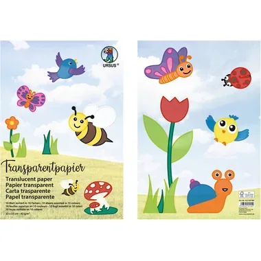 URSUS Transparentpapier 23x33cm 8230099 42g, 10 Farben ass. 10 Blatt