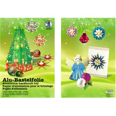 URSUS Bastelfolie Alu 23x33cm 8070099 90g, farbig ass. 10 Blatt