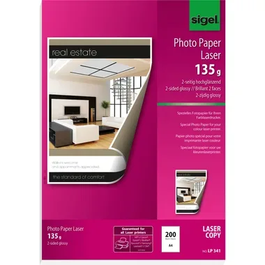 Sigel -  Photo Paper Laser A4 LP341 135g glossy doppels.200 Bl., One Size