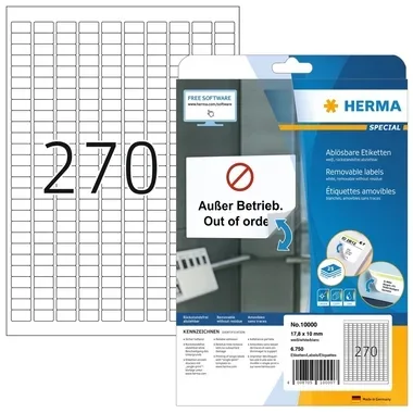 HERMA Etikett. Movables 17,8x10mm 10000 weiss,non-perm. 6750 St./25Bl.
