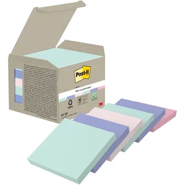 POST-IT Haftnotizen Recycling 76x76mm 654-1GB rainbow 6x100 Blatt