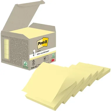 POST-IT Recycling Z-Notes 76x76mm R330-1B pastellgelb 6 St&uuml;ck