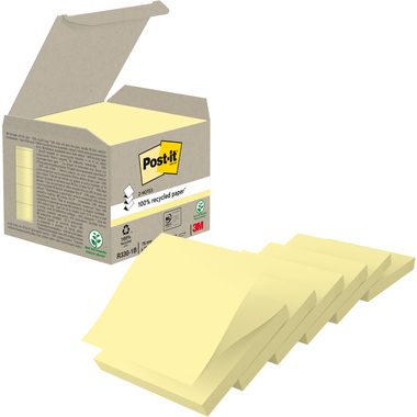 POST-IT Recycling Z-Notes 76x76mm R330-1B pastellgelb 6 St&uuml;ck