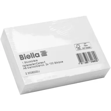 BIELLA Karteikarten blanko A8 230080.00 weiss, 74x53mm 200 Stk.