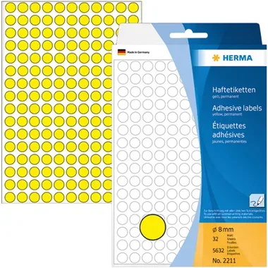 HERMA Etiketten rund 8mm 2211 gelb 5632 St&uuml;ck