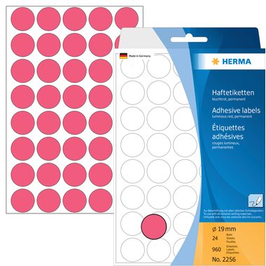 HERMA Etiketten rund 19mm 2256 rot 960 St&uuml;ck