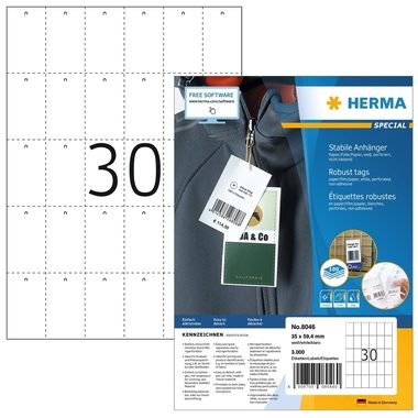 HERMA -  Special Anhänger 35x59,4mm 8046 weiss 3000 Stück, One Size