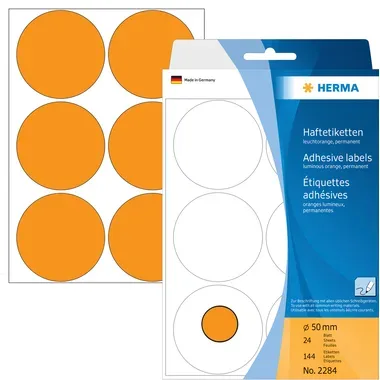 HERMA Etiketten rund 50mm 2284 orange 144 St&uuml;ck