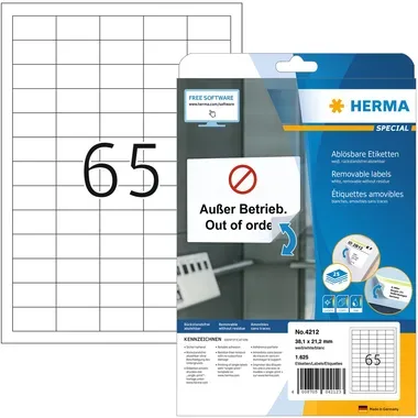 HERMA Etiketten Special 38&times;21,2mm 4212 Preis-Etiketten 1625 St&uuml;ck