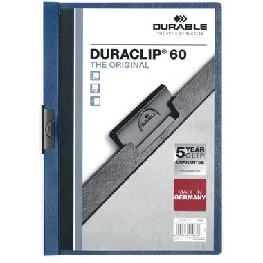 DURABLE Klemmhefter DURACLIP 60 2209/07 f&uuml;r 60 Blatt A4 dunkelblau