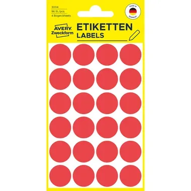 AVERY ZWECKFORM Markierungspunkte rot 3004 96 St&uuml;ck 18mm