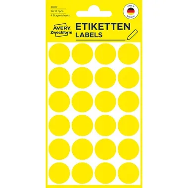 AVERY ZWECKFORM Markierungspunkte gelb 3007 96 St&uuml;ck 18mm
