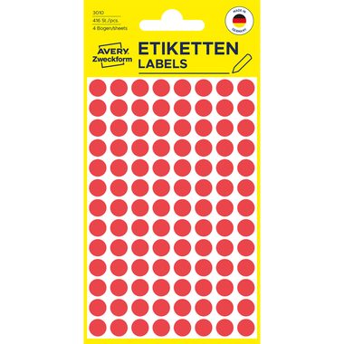 AVERY ZWECKFORM Markierungspunkte rot 3010 8mm 416 St&uuml;ck