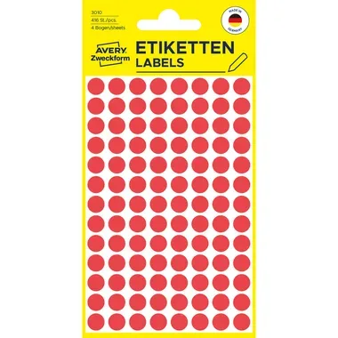 AVERY ZWECKFORM Markierungspunkte rot 3010 8mm 416 St&uuml;ck