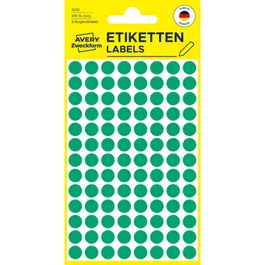 AVERY ZWECKFORM Markierungspunkte gr&uuml;n 3012 8mm 416 St&uuml;ck