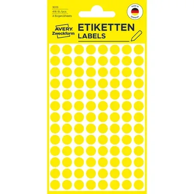AVERY ZWECKFORM Markierungspunkte gelb 3013 8mm 416 St&uuml;ck