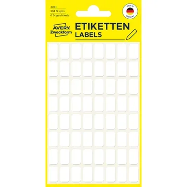 AVERY ZWECKFORM Haushaltetiketten 13&times;8mm 3041Z weiss 384 St&uuml;ck