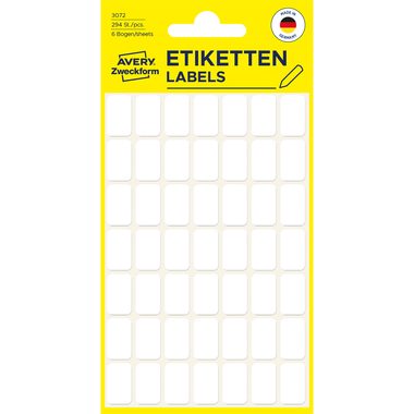 AVERY ZWECKFORM Haushaltetiketten 16&times;9mm 3072Z weiss 294 St&uuml;ck