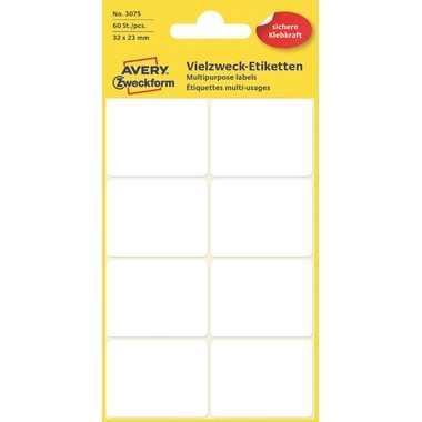 AVERY ZWECKFORM Etiketten 32&times;23mm 3075Z weiss 60 St&uuml;ck