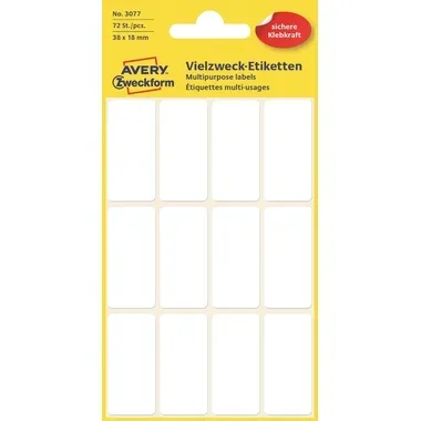 AVERY ZWECKFORM Etiketten 38&times;18mm 3077Z weiss 72 St&uuml;ck