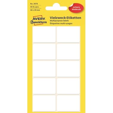 AVERY ZWECKFORM Etiketten 38&times;29mm 3078Z weiss 40 St&uuml;ck