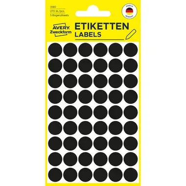 AVERY ZWECKFORM Markierungspunkte schwarz 3140 270 St&uuml;ck 12mm