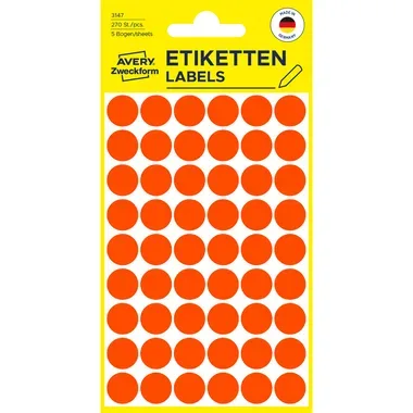 AVERY ZWECKFORM Markierungspunkte 12mm 3147Z rot 270 St&uuml;ck