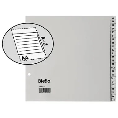 BIELLA Register PP grau A4 19642400 24-teilig a-z teildeckend