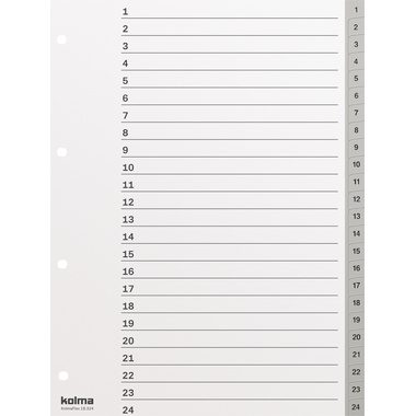 KOLMA Register KolmaFlex A4 18.324.03 grau, 1-24, 4-Loch
