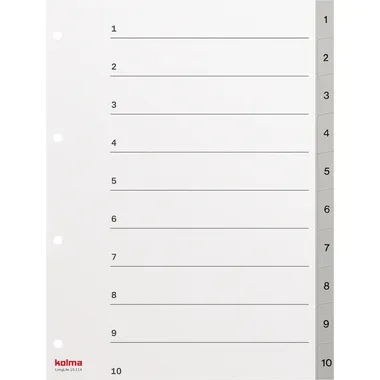 KOLMA Register Longlife A4 19.114.03 grau, 10-teilig