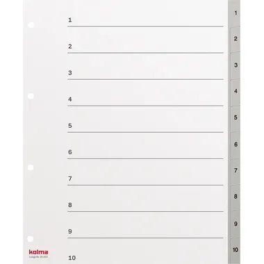 KOLMA Register LongLife XL A4 19.410.03 grau, 1-10, 4-Loch