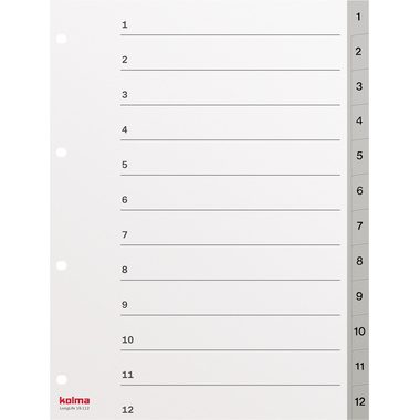 KOLMA Register Longlife A4 19.112.03 grau, 12-teilig