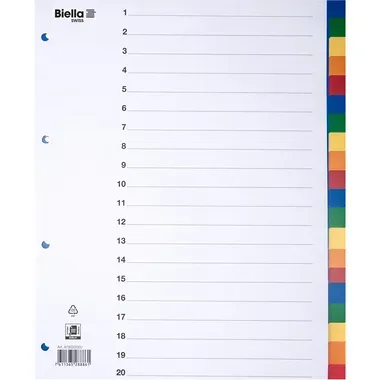 BIELLA Register PP farbig A4 479020.00 20-teilig, blanko, &uuml;berbreit