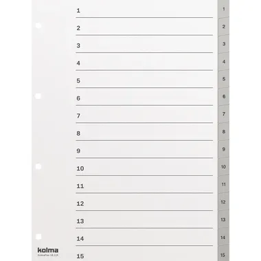 KOLMA Register KolmaFlex A4 18.115.03 grau, 1-15, 4-Loch