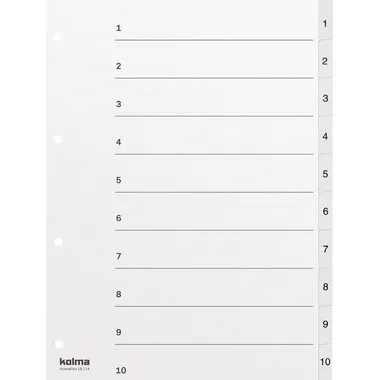 KOLMA Register KolmaFlex A4 18.114.16 weiss, 1-10, 4-Loch