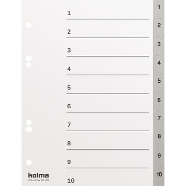 KOLMA Register KolmaFlex A5 18.105.03 grau, 1-10, 2 + 4 Loch