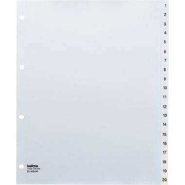 KOLMA Register Vista XL A4 21.419.00 transp. 1-20, 4-Loch
