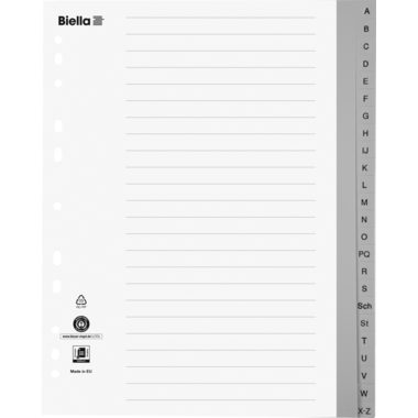 BIELLA Register PP grau A4 47842400 A-Z &uuml;berbreit