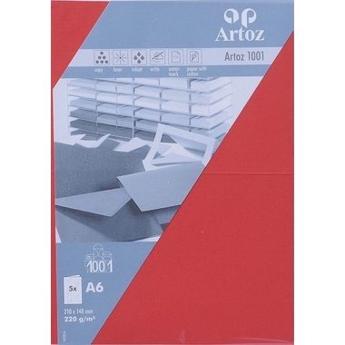 ARTOZ Karten 1001 A6 107322265 220g. rot 5 Blatt