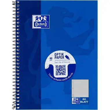 OXFORD Collegeblock A5+ 100050393 blau, kariert 5mm 80 Blatt